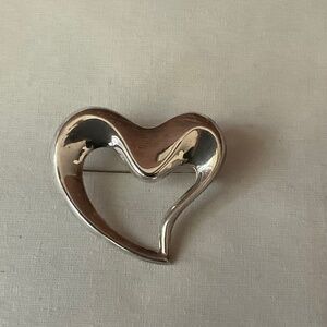 Sterling Silver 925 Open Heart Pin Brooche